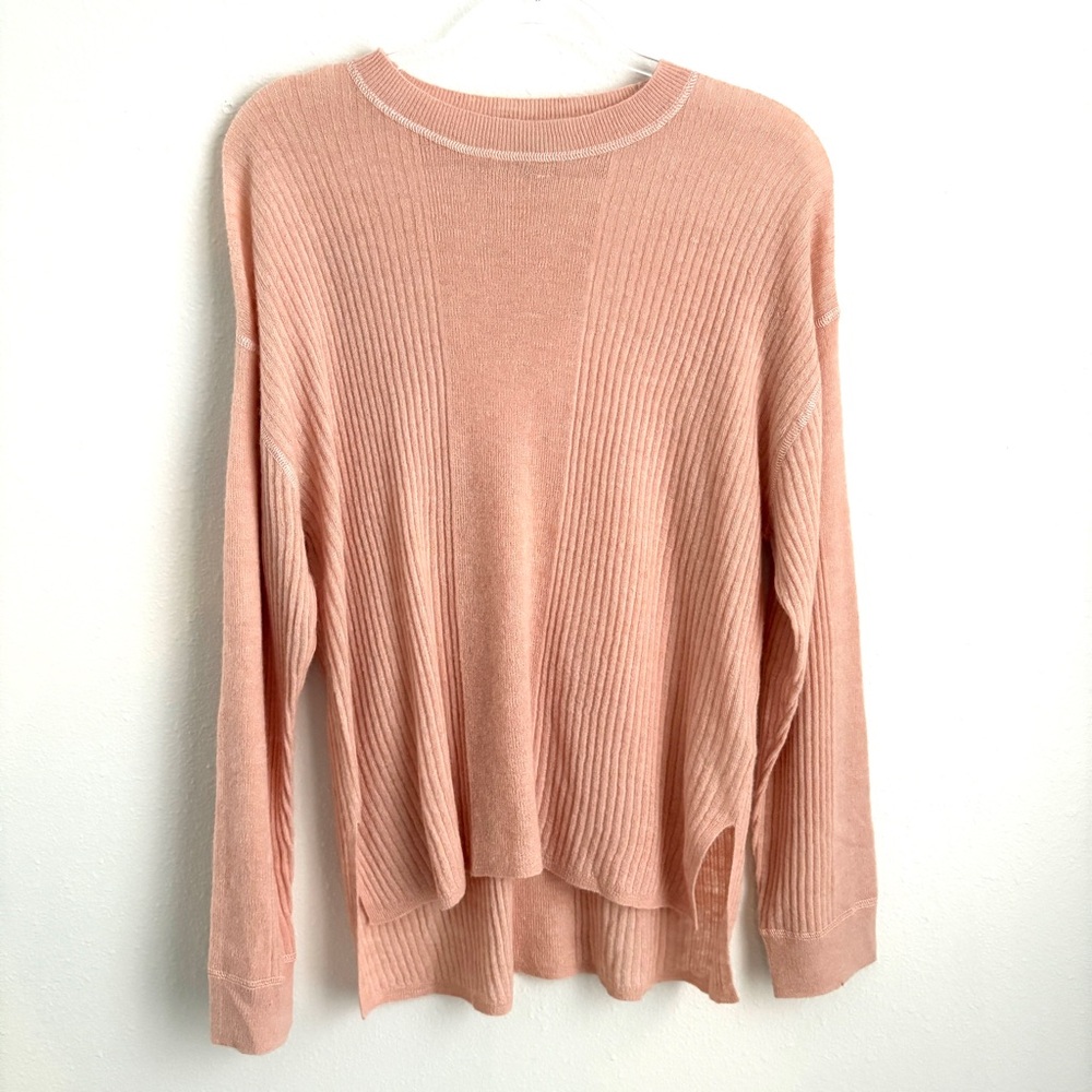 Madewell | Women’s Light Peach Pink Thin Lightweight Ribbed Knit Sweater Size M